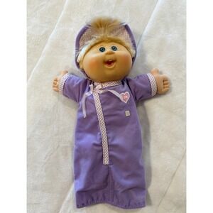 Cabbage Patch Kids Baby Doll Purple Sleeper Blond Hair Blue Eyes CPK